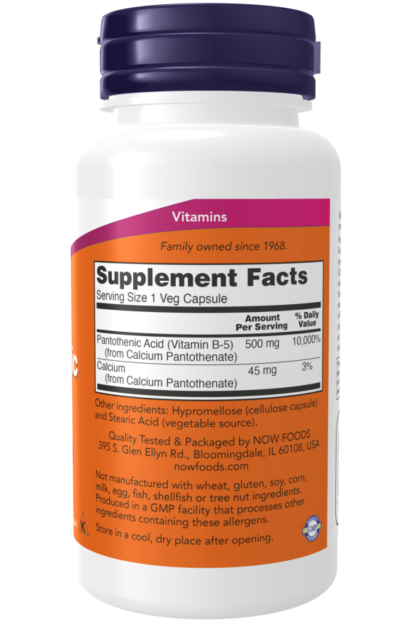 Pantothenic Acid 500 mg Veg Capsules