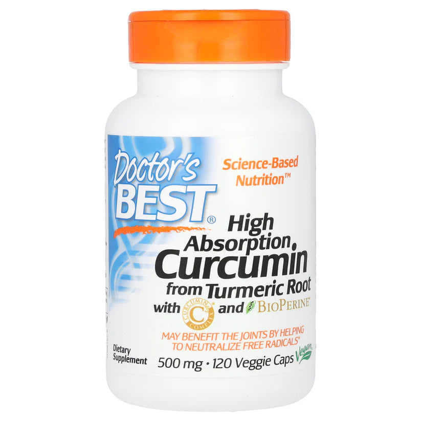DOCTOR'S BEST High Absorption Curcumin Regular from Turmeric Root with C3 Complex & BioPerine, 500 mg, 120 Capsules