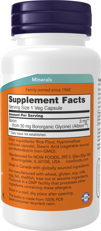 Now Foods Boron 3 mg Veg Capsules