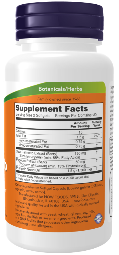Now Foods Pygeum & Saw Palmetto Softgels