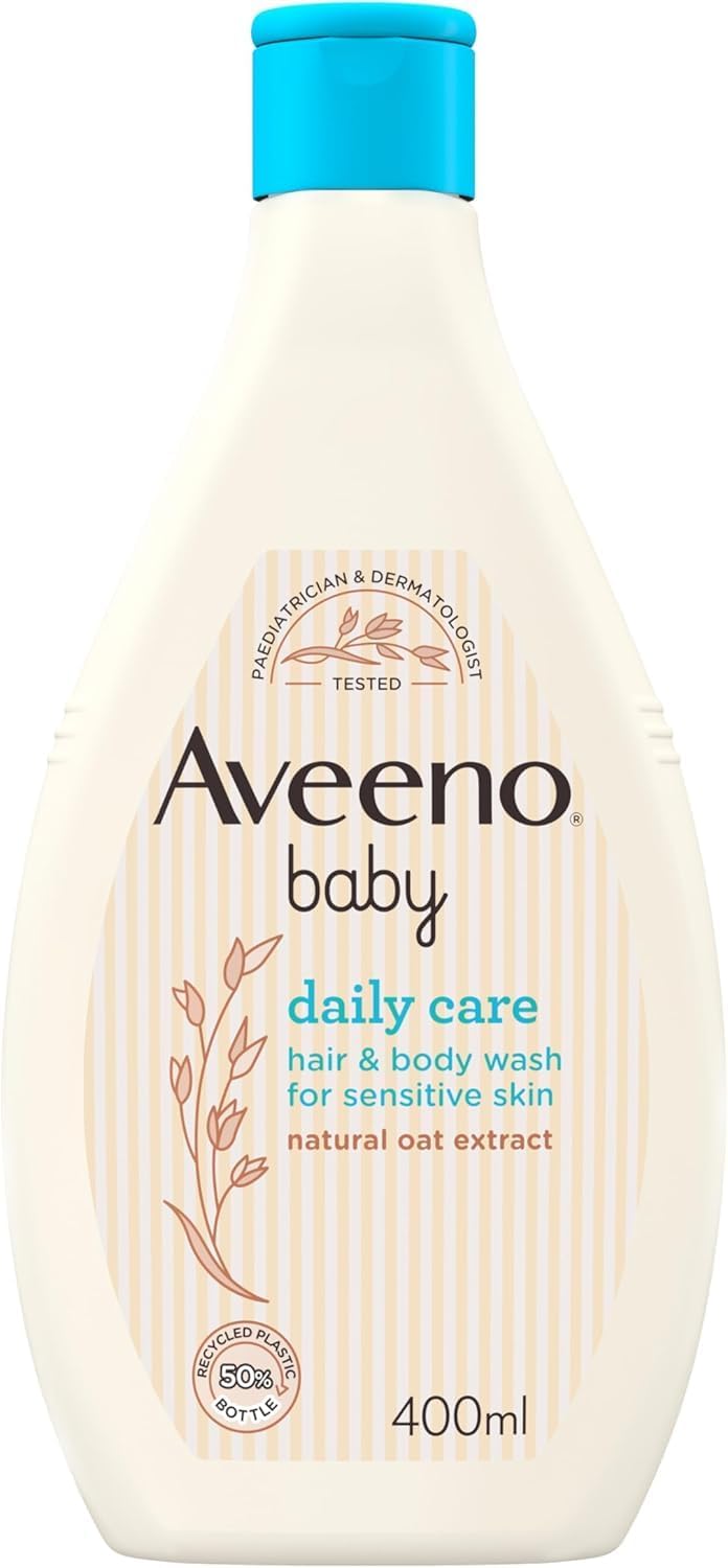 Aveeno Baby Daily Care Hair & Body Wash bottle, 400ml, tear-free.