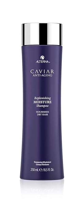 Alterna CAVIAR Replenishing Moisture Shampoo bottle, 250ml, luxury haircare.