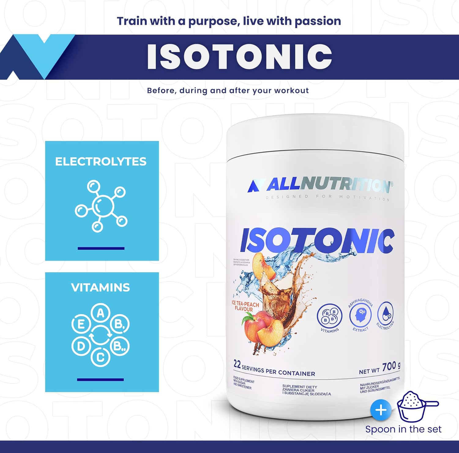 Allnutrition Isotonic Drink Powder Ice Tea Peach - 700g