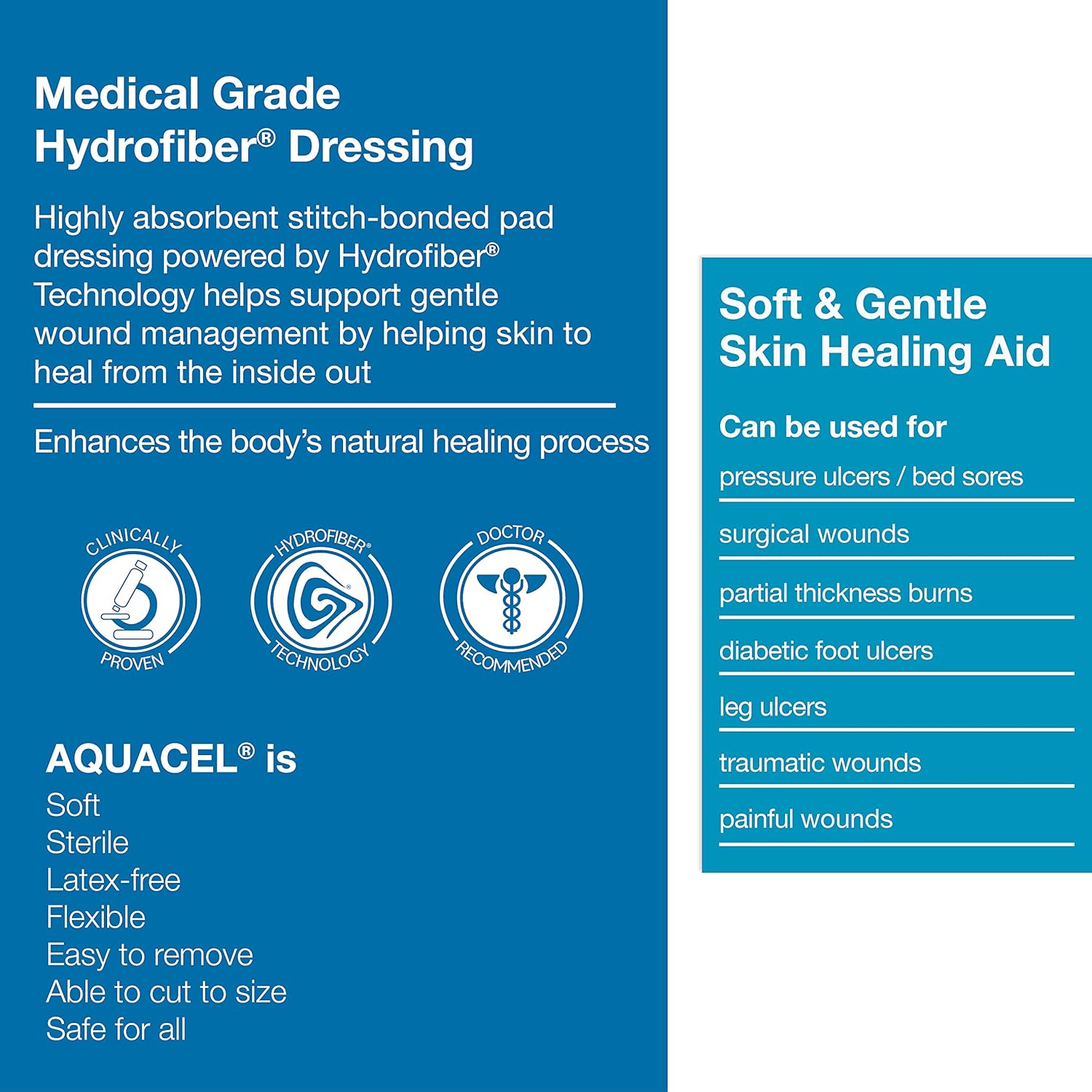 Aquacel Foam Adhesive Square Dressing Pad, 8cm x 8cm - 10 Count