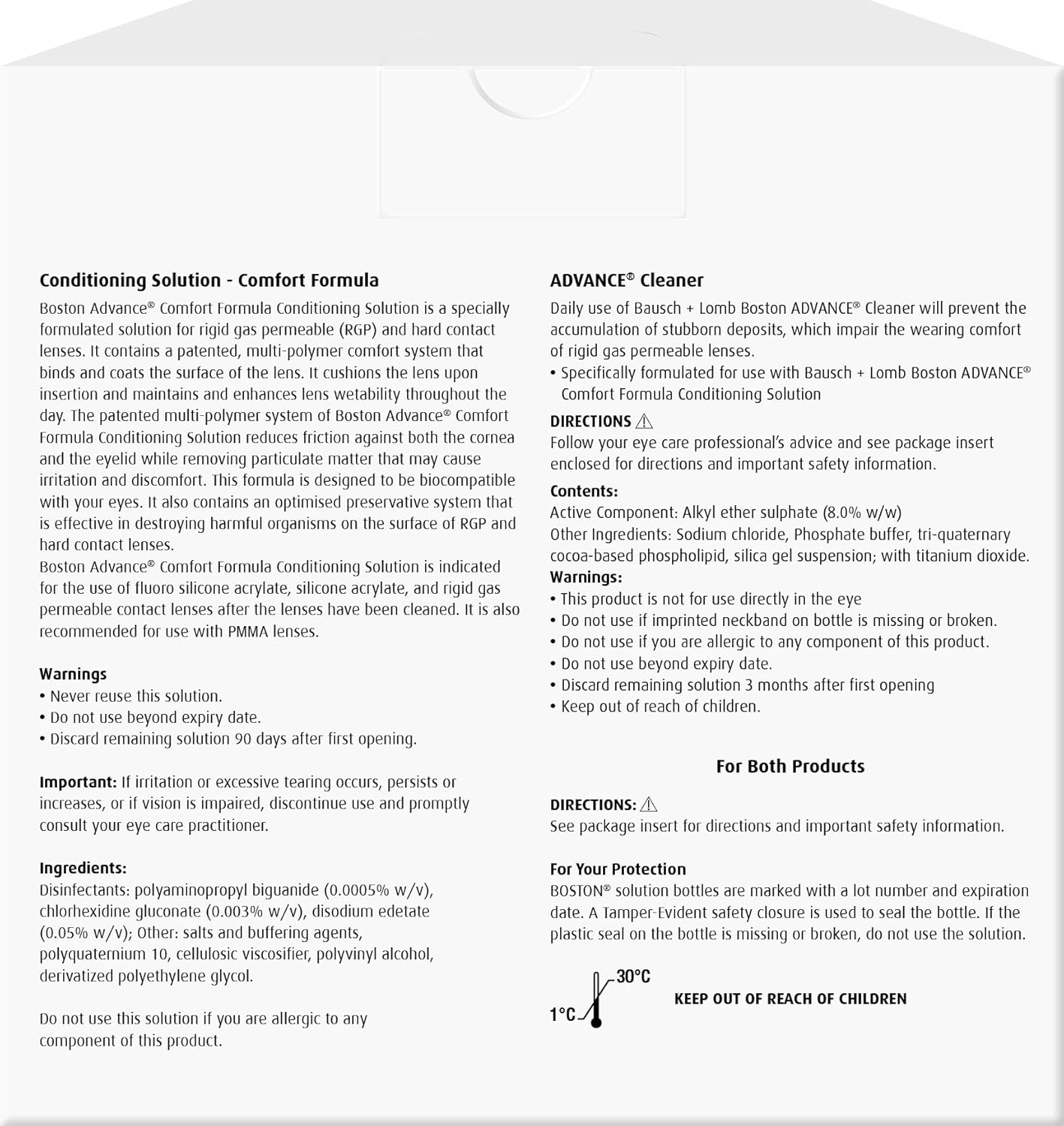 Bausch + Lomb Boston Advance Cleaner & Conditioning Solution Multipack | Advance Formula for RGP Lenses