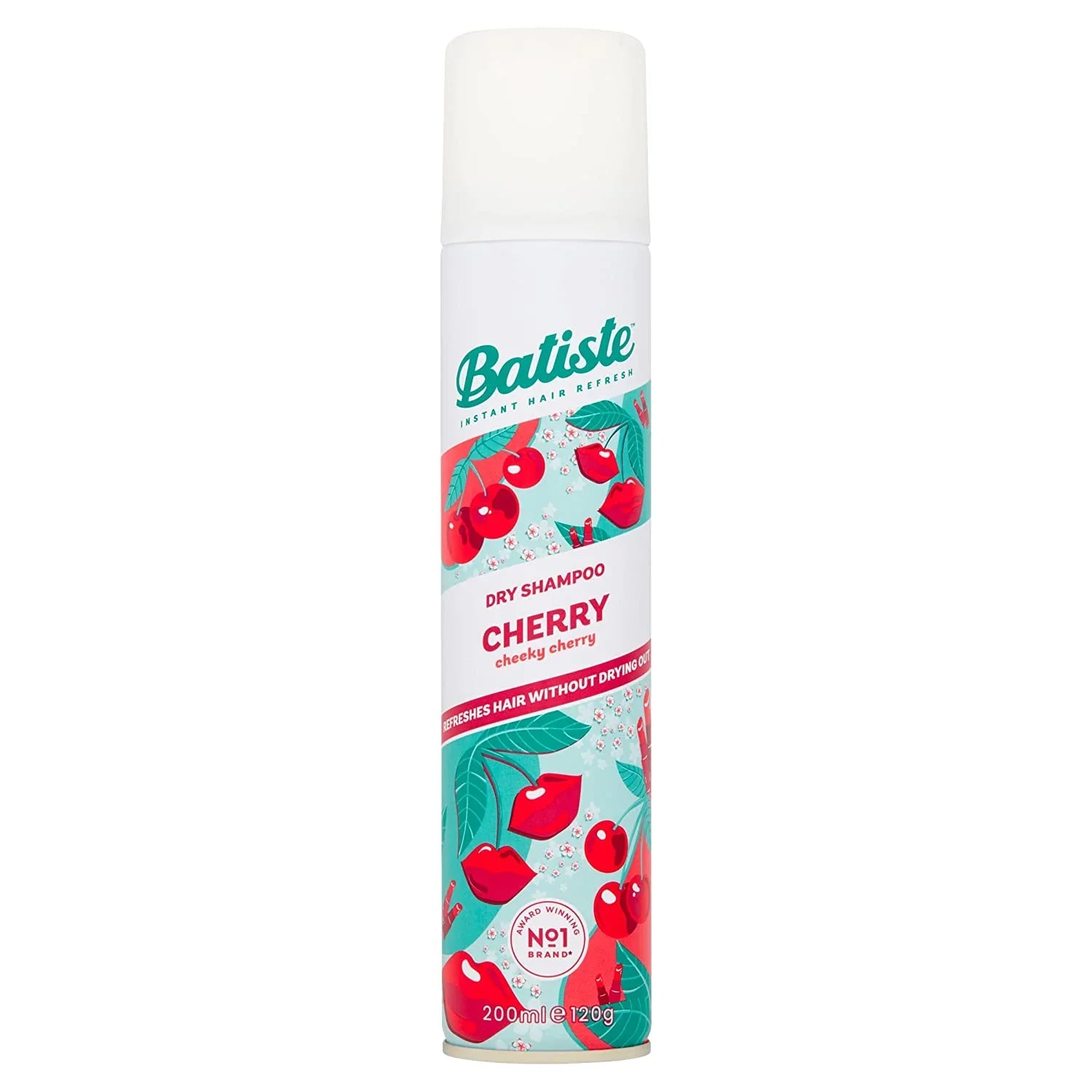 Batiste Dry Shampoo Cherry Cheeky Cherry 200ml can, red design on white background.