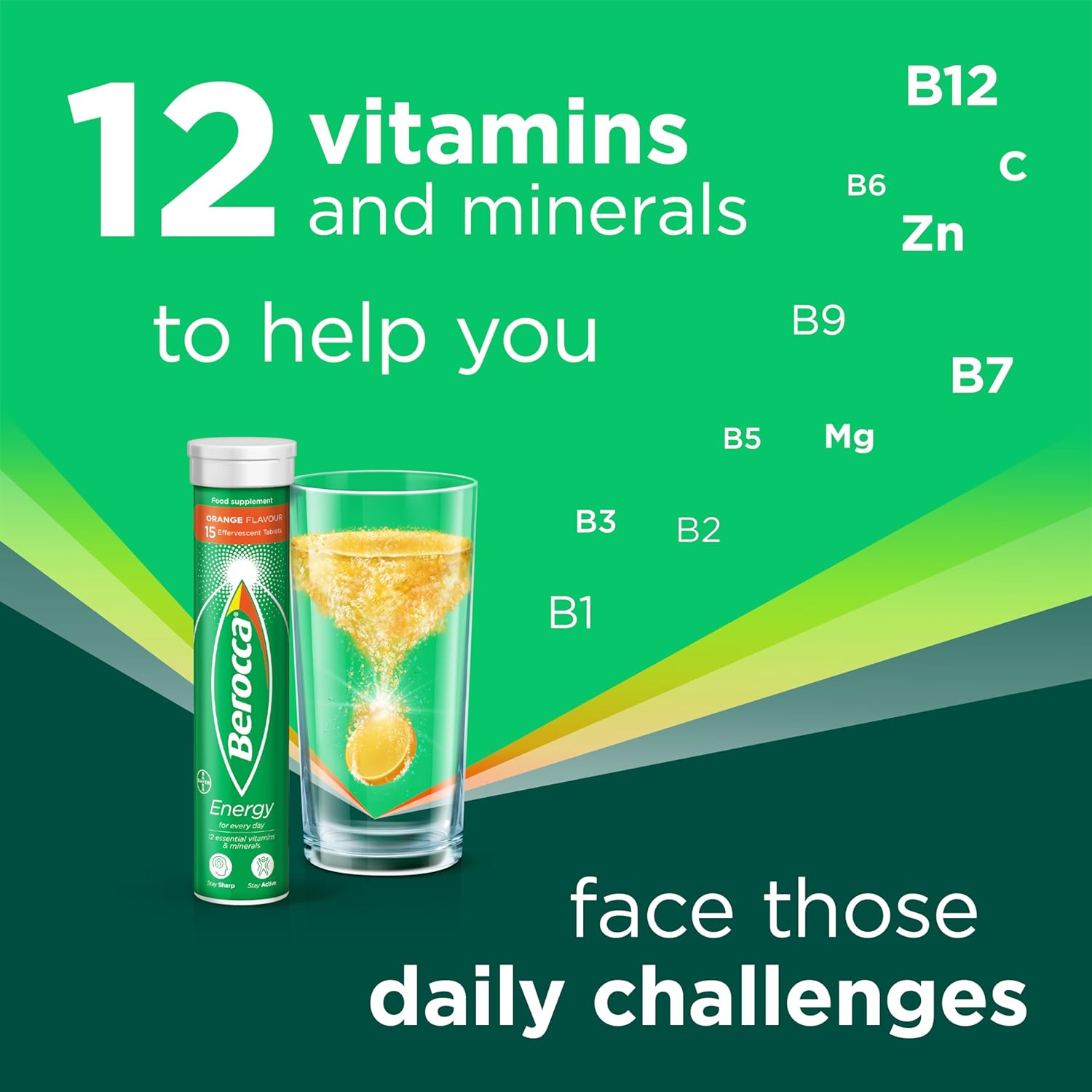 Berocca Energy Vitamin Effervescent Tablets – Natural Orange Flavour, 60 Sugar-Free Tablets