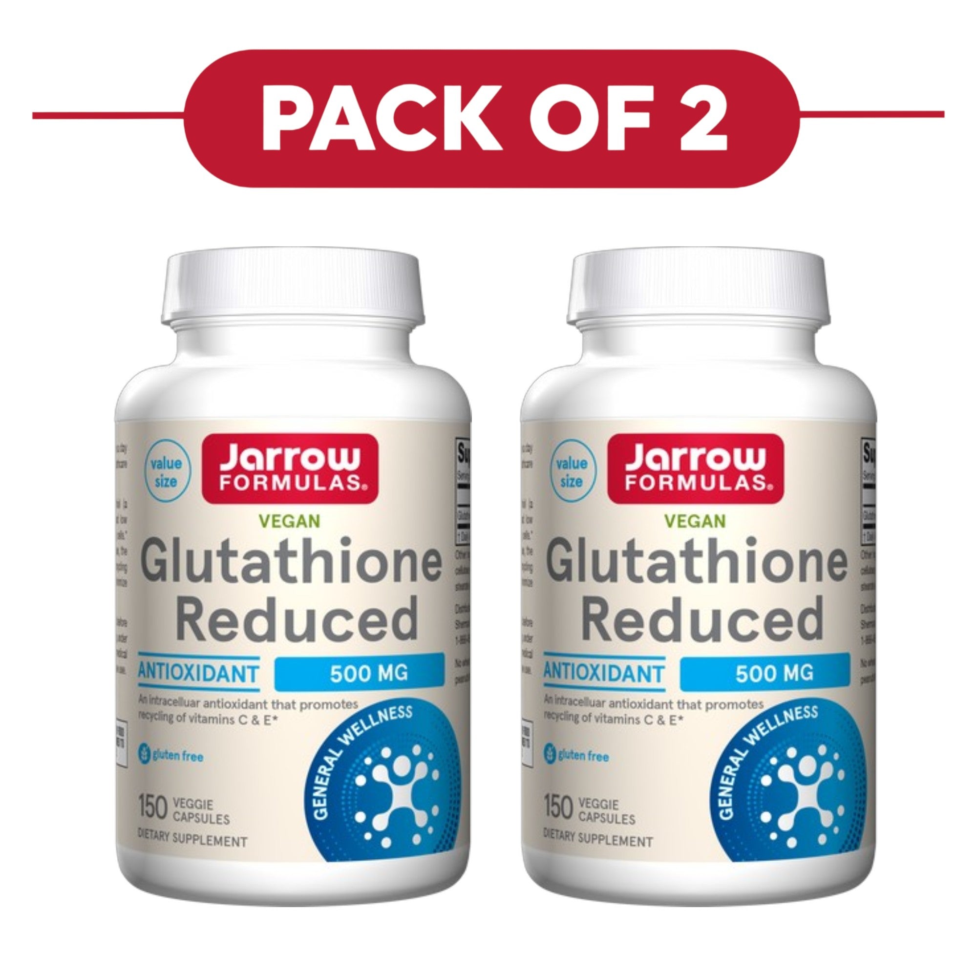 Jarrow Formulas Glutathione Reduced 500mg 150 Veggie Capsules Pack of – Organic Bargains