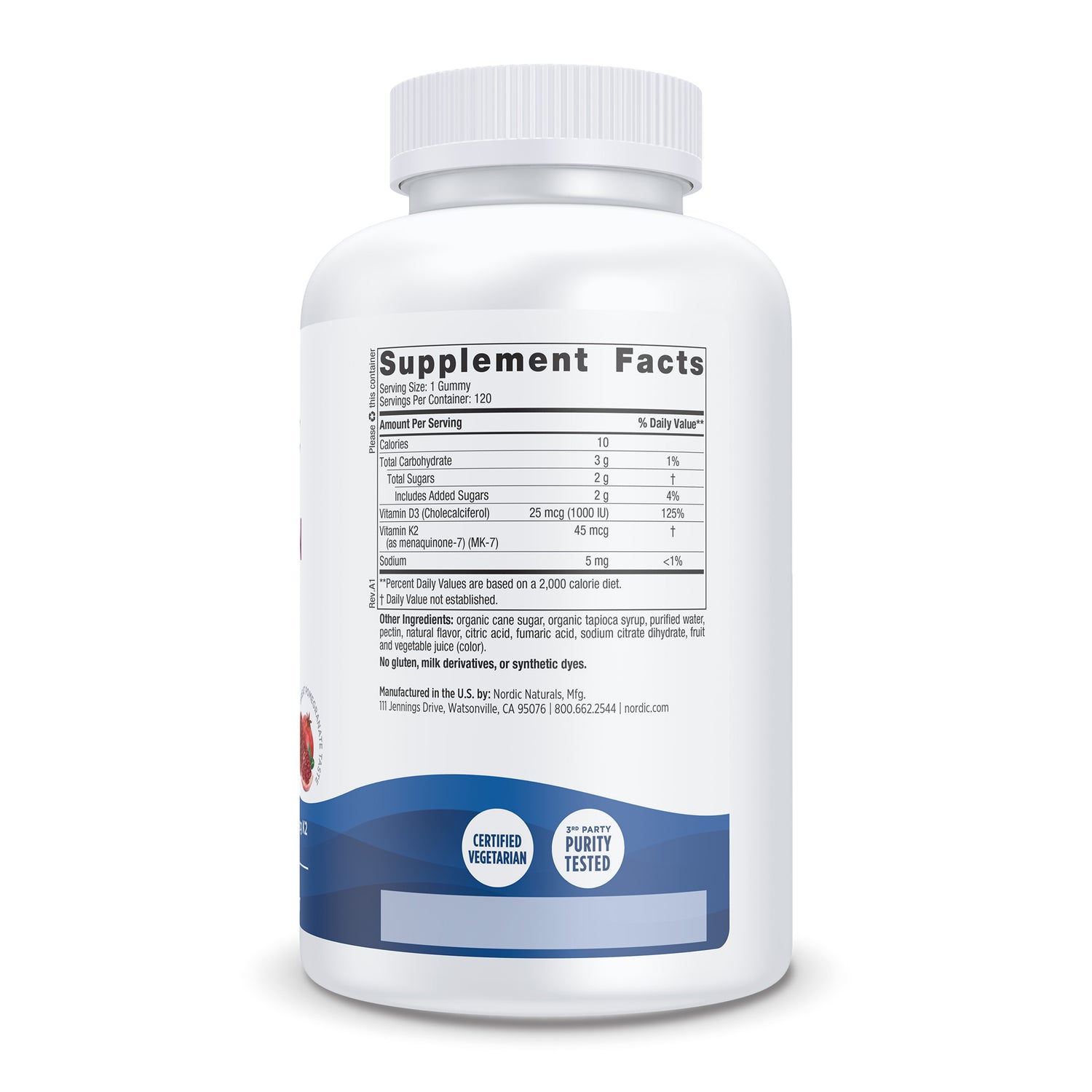 Nordic Naturals Vitamin D3 and K2 Gummies, Pomegranate, 60 Capsules