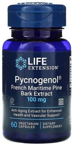 Life Extension	Pycnogenol French Maritime Pine Bark Extract, 100mg - 60 vcaps