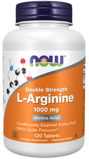 Now Foods L-Arginine, Double Strength 1000 mg Tablets Amino Acid