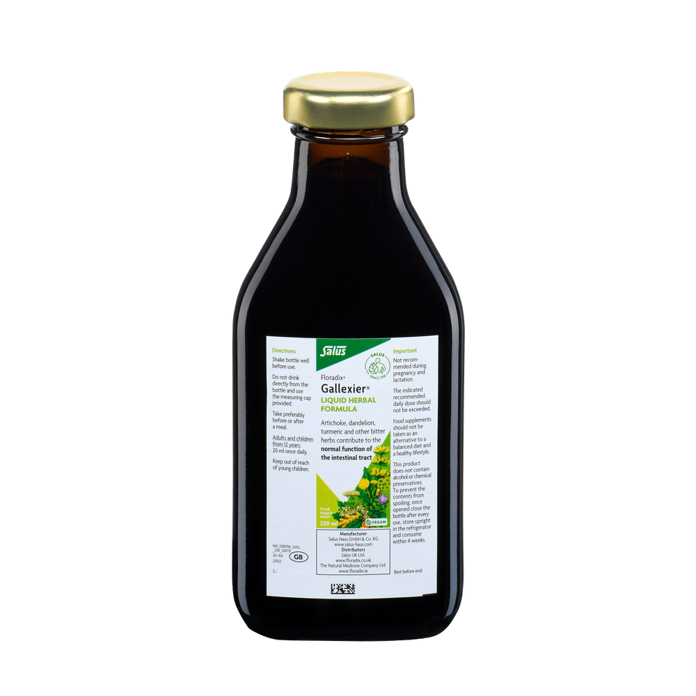 Floradix Gallexier Liquid Herbal Formula bottle, 250ml.