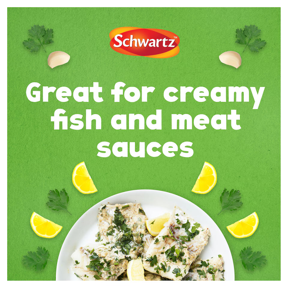 Lifestyle/use image: Schwartz Dried Parsley used in soups sauces and Mediterranean cooking 95g