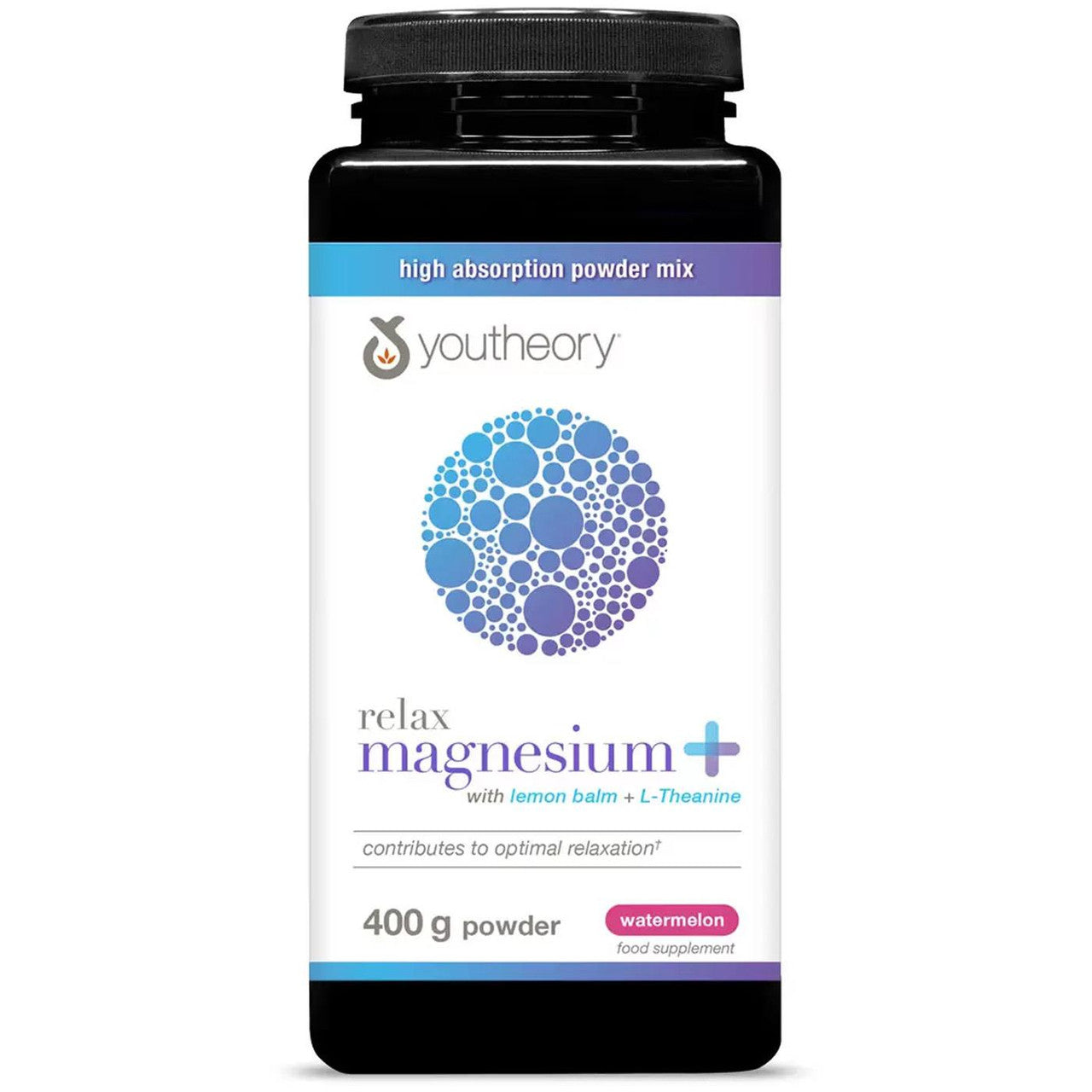 Youtheory Magnesium Powder jar, watermelon, 400g.