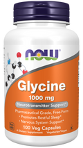 NOW Glycine 1000 mg Vegetarian Capsules - Free-Form Amino Acid - 100 Count