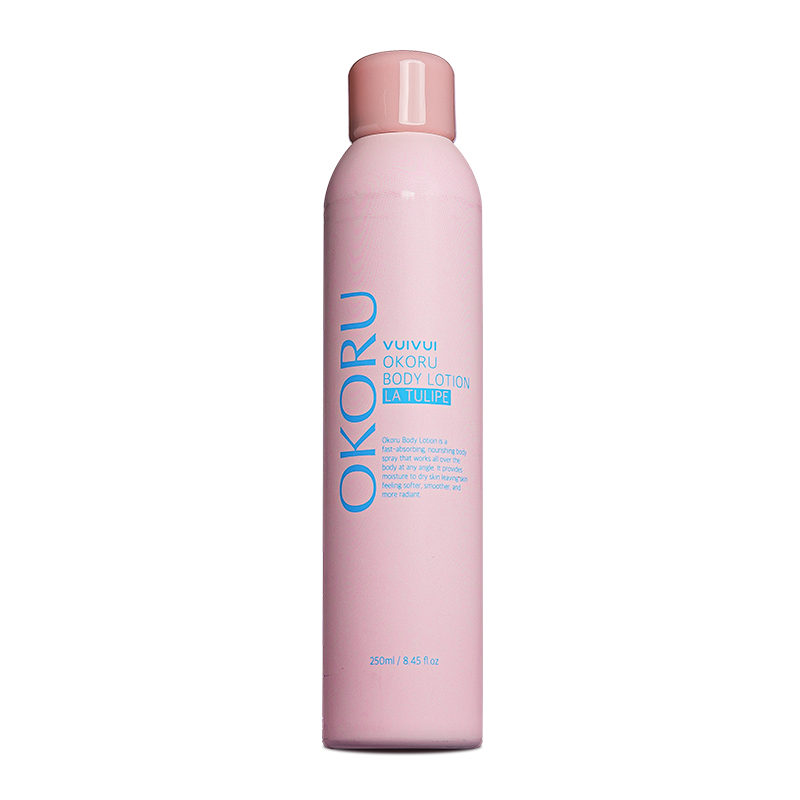 Lifestyle Image: Okoru body lotion spray La Tulipe floral fragrance daily skincare use