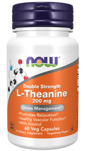 NOW Supplements L-Theanine 200 mg - Double Strength Vegan Capsules