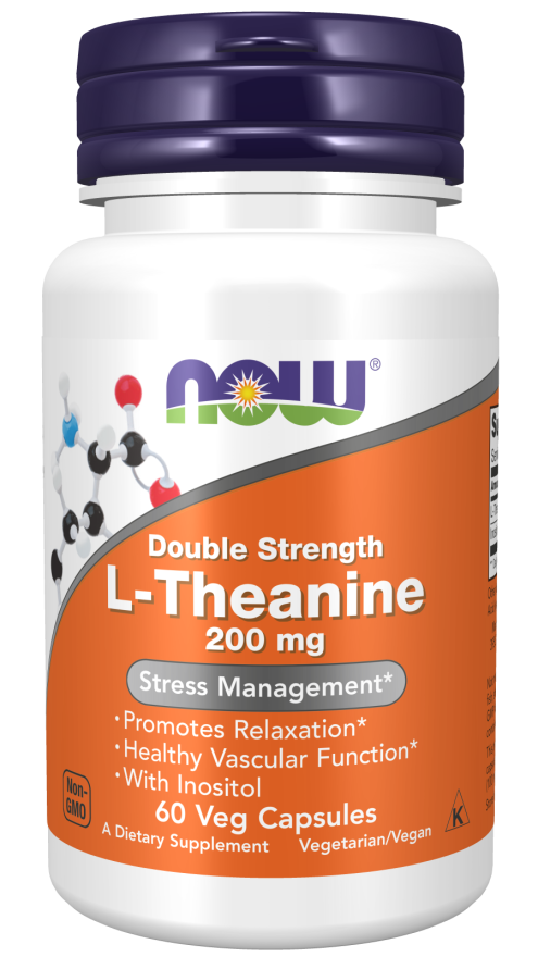 Now Foods L-Theanine, Double Strength 200 mg Veg Capsules Stress Management*. Promotes Relaxation*