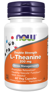 Now Foods L-Theanine, Double Strength 200 mg Veg Capsules Stress Management*. Promotes Relaxation*