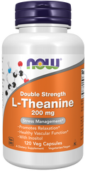 NOW Supplements L-Theanine 200 mg - Double Strength Vegan Capsules