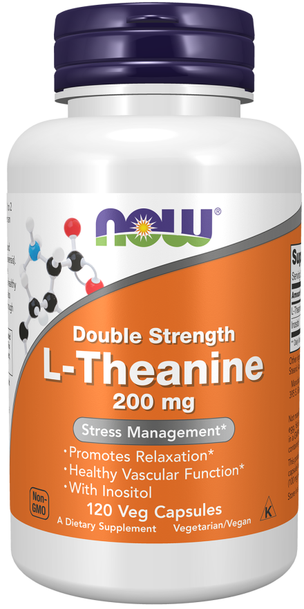 Now Foods L-Theanine, Double Strength 200 mg Veg Capsules Stress Management*. Promotes Relaxation*