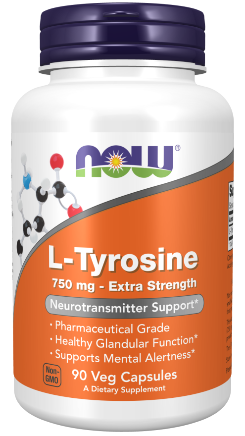 Now Foods L-Tyrosine 750 mg, Extra Strength Veg Capsules 