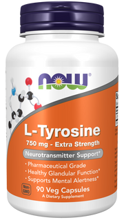 Now Foods L-Tyrosine 750 mg, Extra Strength Veg Capsules 