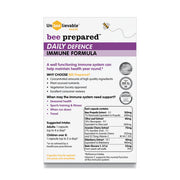 Ingredients and supplement facts for Bee Prepared wellness capsules.