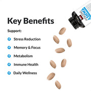 Vitamins with a list of key benefits on a white background