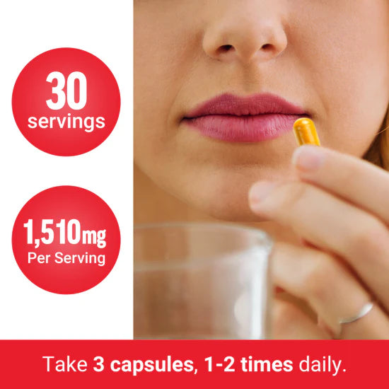 Key serving label for Turmeric Curcumin 95% with Black Pepper Extract.