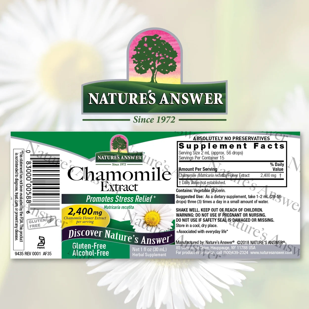 Nature’s Answer Chamomile alcohol-free liquid extract 30ml barcode