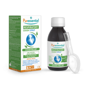Puressentiel Respiratory Soothing Syrup bottle & box, 125ml, for adults and kids 7+.

