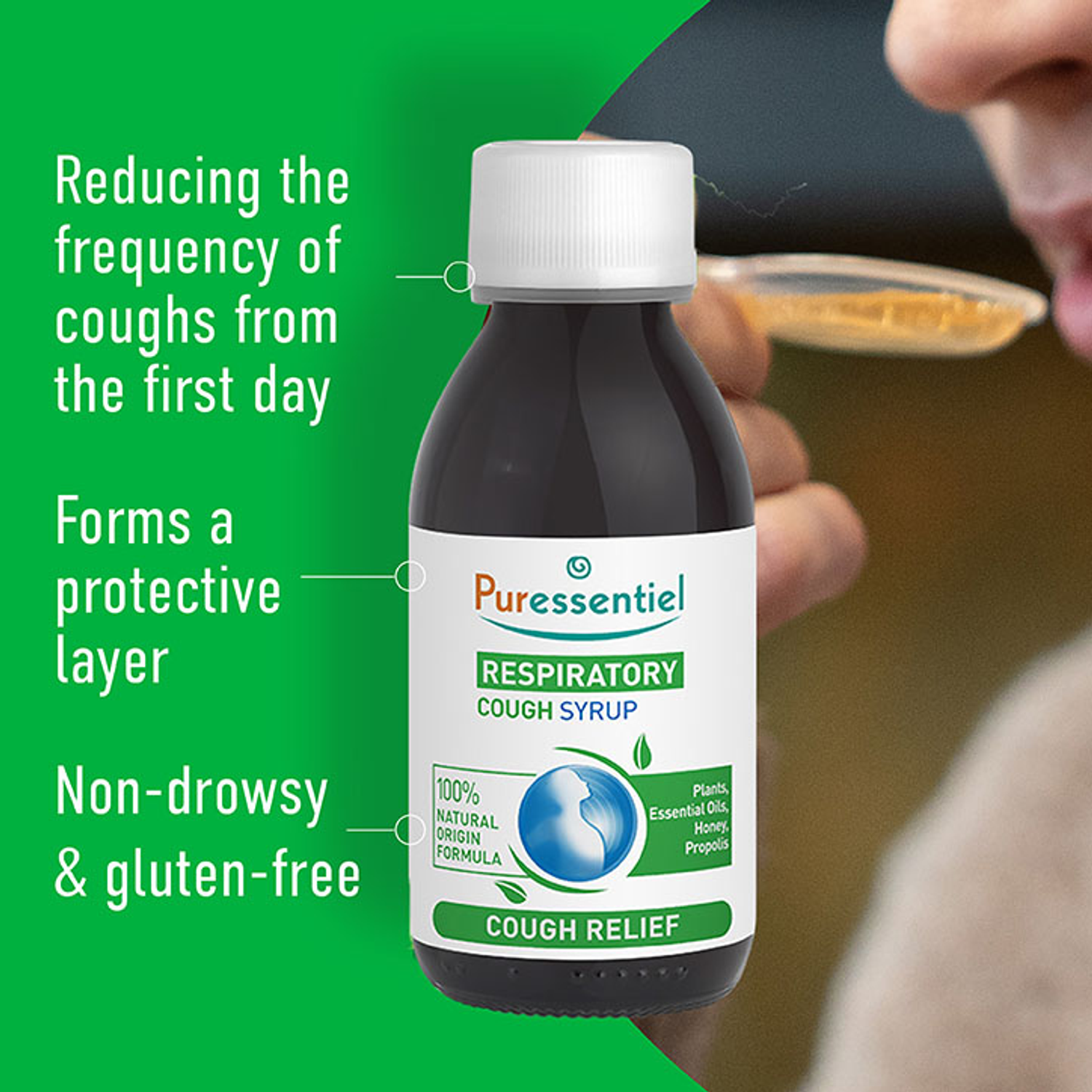 Puressentiel herbal syrup with 5ml measuring spoon 