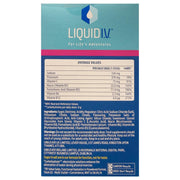 Liquid IV supplement packaging with nutritional information on a white background