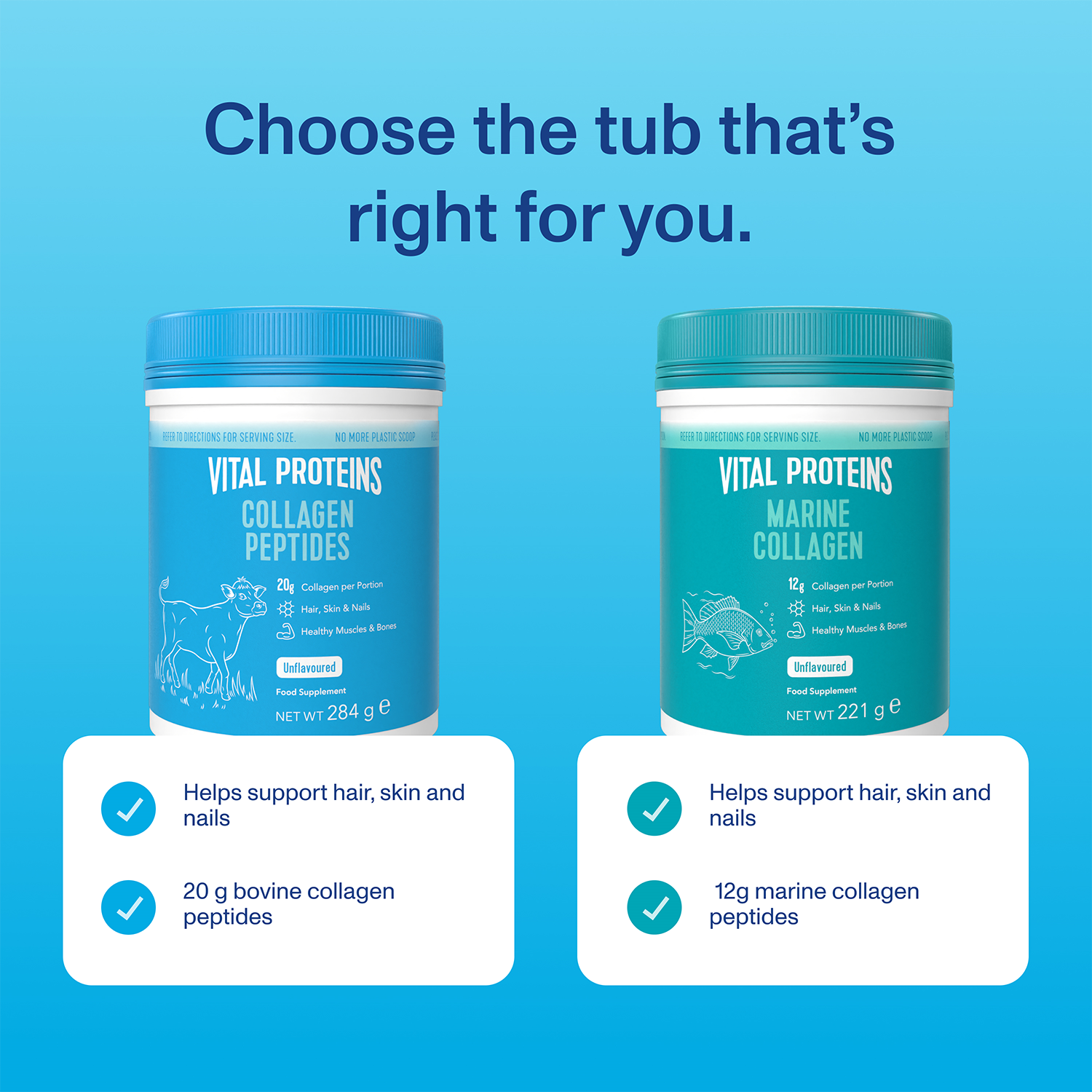 Vital Proteins Collagen Peptides Unflavoured Powder 284g & other variant