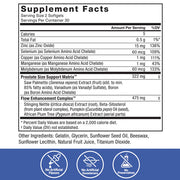 Supplement facts label with detailed nutritional information and ingredients on a blue background.
