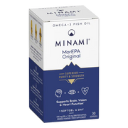 Label detail showing ingredients and supplement facts for Minami MorEPA Original.