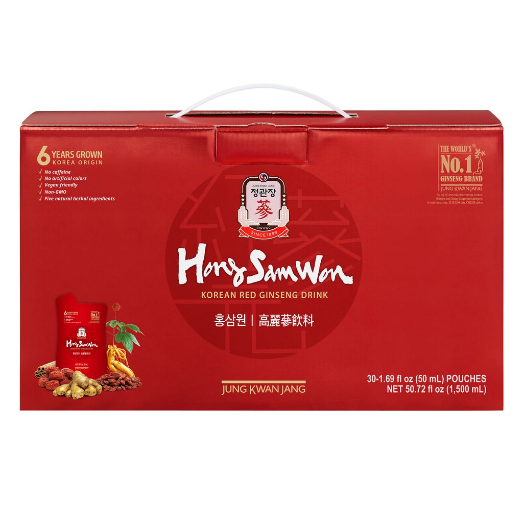 Hong Sam Won Korean red ginseng herbal drink box 30 x 50ml packaging front