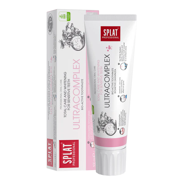 White and pink tube of SPLAT Professional Ultracomplex Toothpaste, 100ml