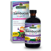 Nature’s Answer Sambucus Kids elderberry liquid alcohol-free 120ml box & bottle front label
