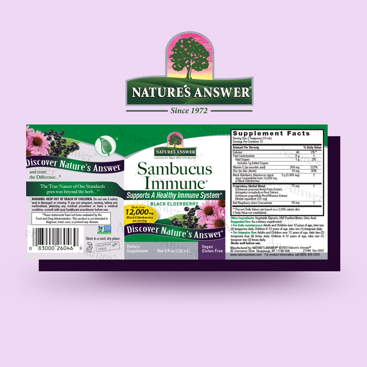 Nature’s Answer Sambucus Immune Support elderberry liquid 120ml barcode