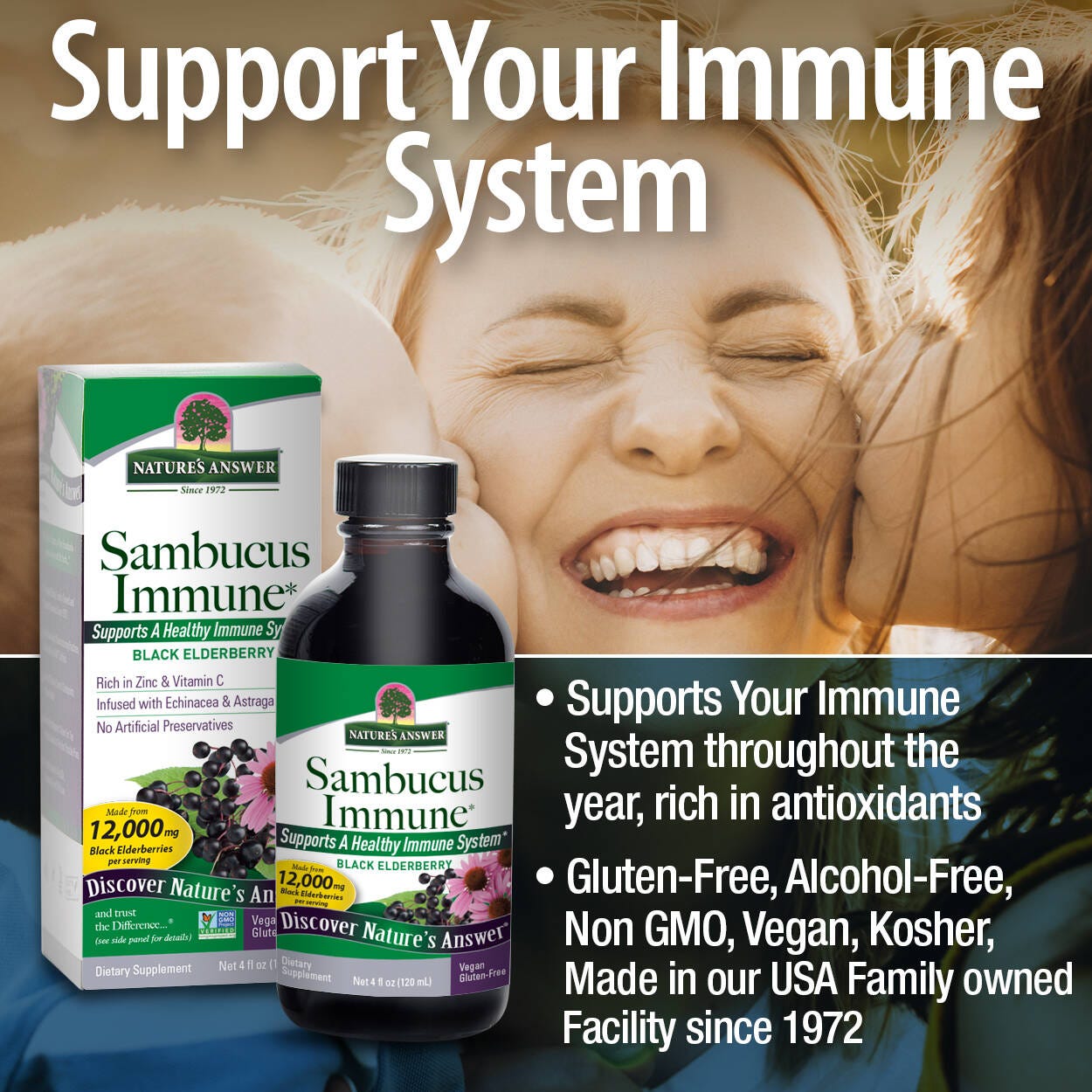 Nature's Answer Sambucus Immune Support Elderberry Liquid - 120ml