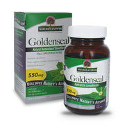 Nature’s Answer Goldenseal Root vegetarian capsules 550mg 50 count bottle & box front view on a white background