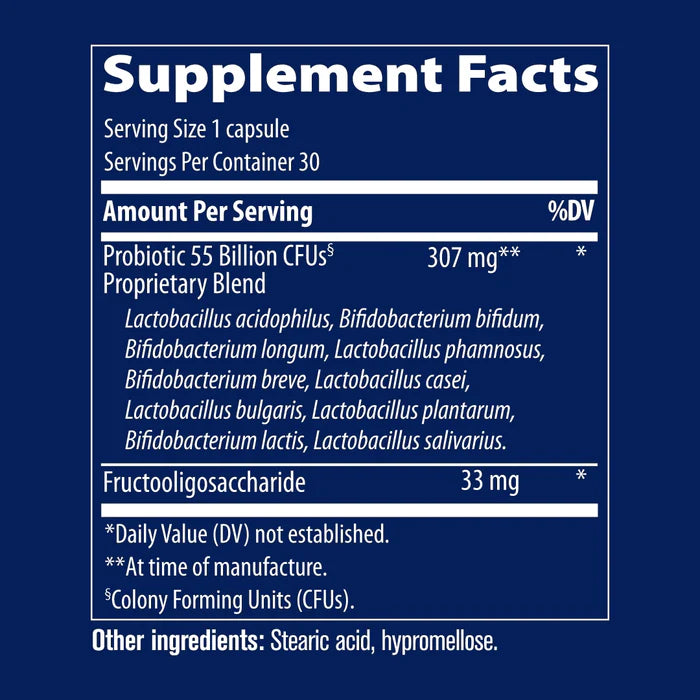Supplement facts label with detailed information on a blue background