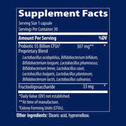 Supplement facts label with detailed information on a blue background