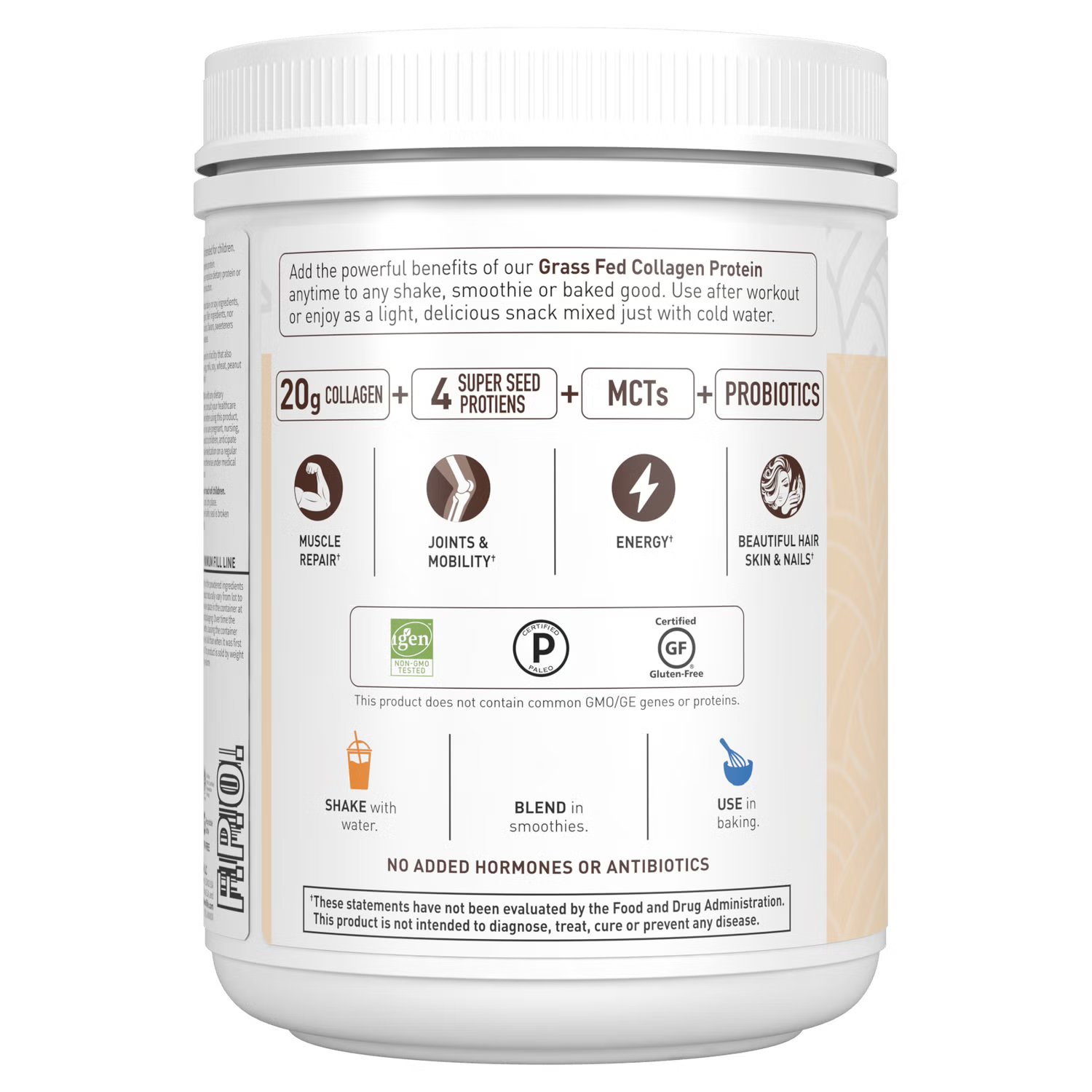 Garden of LIfe Grass Fed Collagen Protein Vanilla 19.75 (560g) Powder.