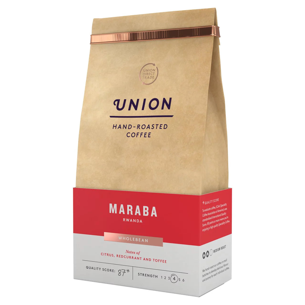 Union Maraba Rwanda Whole Bean Coffee bag, 200g.
