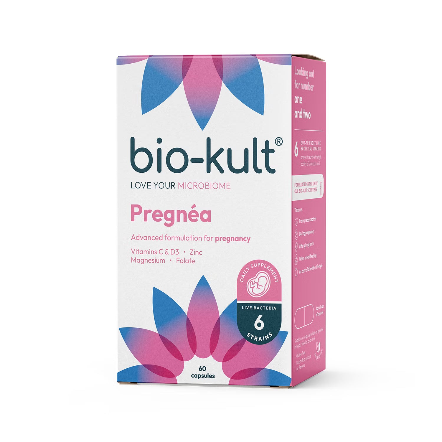 Bio-Kult Pregnéa probiotic supplement box front label 60 capsules on white background
