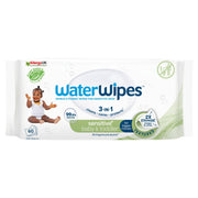 WaterWipes Sensitive+ Baby & Toddler Wipes, resealable soft pack packaging, unscented, 60 wipes