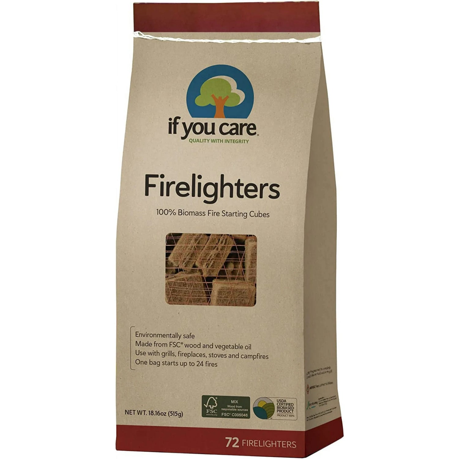 If You Care Wood & Vegetable Oil Firelighters - 72 Pieces